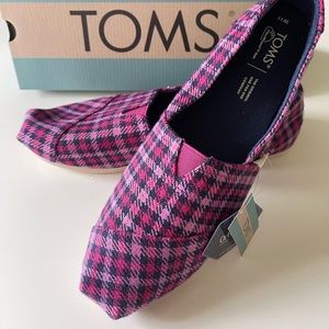 Pink/Navy Plaid TOMS size 11